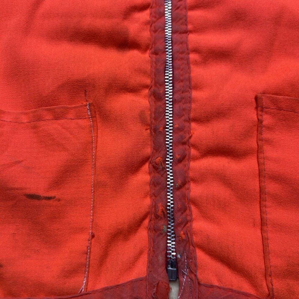 Vintage 60s 70s sherpa lined hunting vest blaze orange hi vis zip men’s medium - Picture 6 of 9
